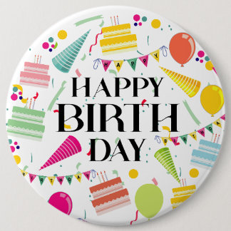 Happy Birthday Celebrations 6 Inch Round Button