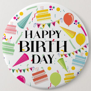 Happy Birthday Celebrations Cookies 6 Inch Round Button