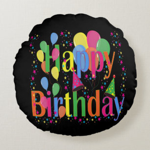 Happy Birthday Celebrations Round Pillow