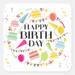 Happy Birthday Celebrations Square Sticker