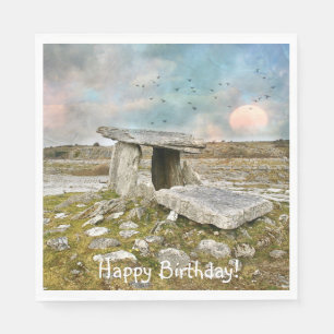Happy Birthday Celtic Ruins Napkin