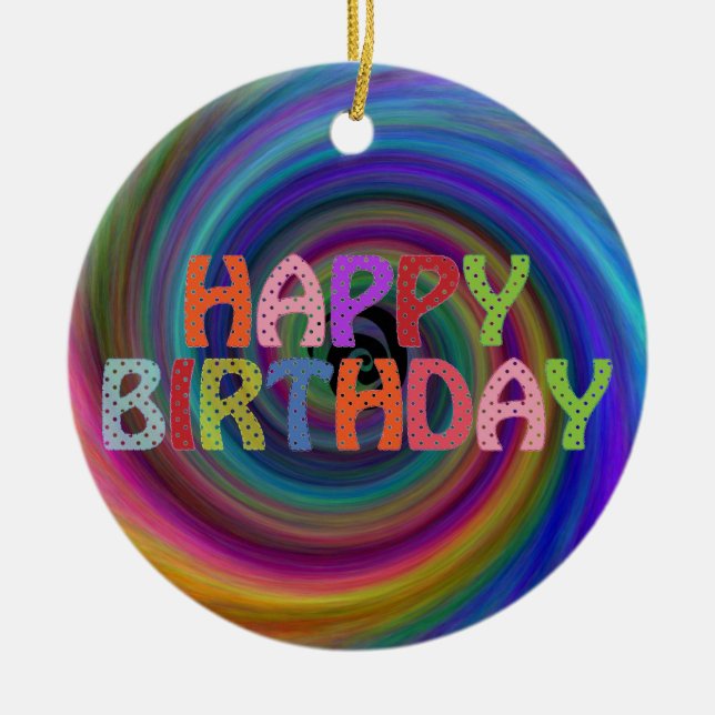 Happy Birthday Ceramic Ornament (Front)