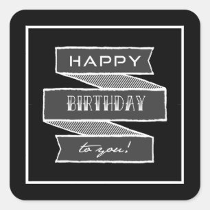 Happy Birthday Chalk Tattoo Typography Stickers