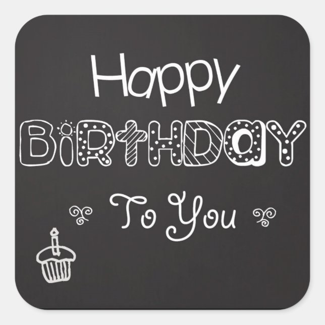 Happy Birthday Chalkboard Sticker (Front)