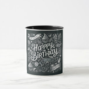 Happy Birthday Chalkboard Vintage Art Coffee Mug
