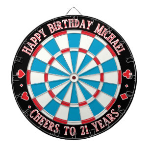 Happy Birthday - Cheers to 21 Years - Casino Theme Dartboard