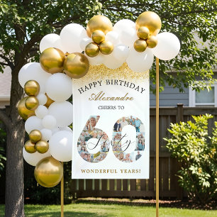 Happy Birthday Cheers To 60 Years Photo Collage Banner