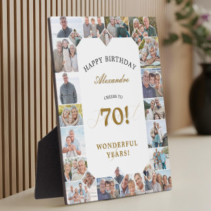 Happy Birthday Cheers To 70 Years Photo Collage Plaque
