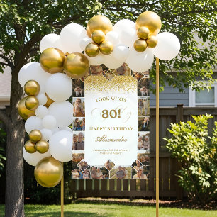 Happy Birthday Cheers To 80 Years Photo Collage Banner
