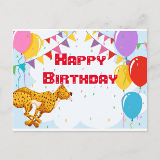 Happy Birthday Cheetah Greeting Postcard