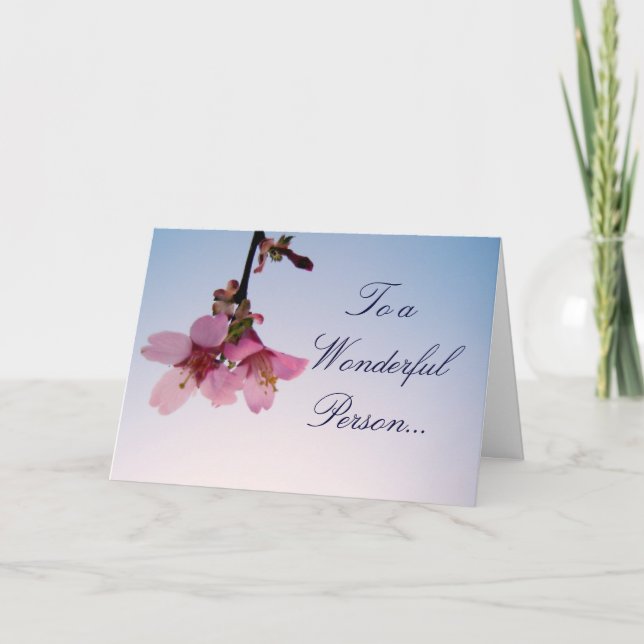 Happy Birthday Cherry Blossom Greeting Card (Front)