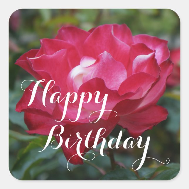 Happy Birthday Cherry Parfait #2 Square Stickers (Front)