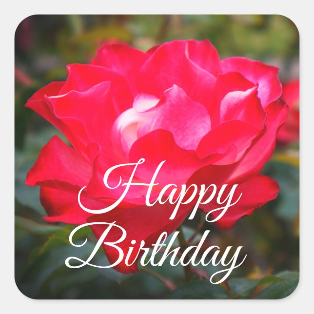 Happy Birthday Cherry Parfait #2 Square Stickers (Front)
