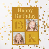 Happy Birthday Chic Gold 2 Photo Personalized