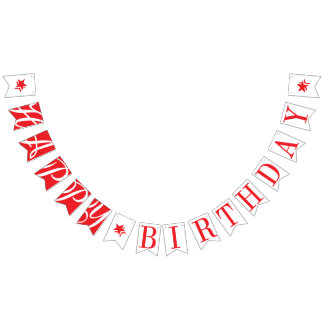 HAPPY BIRTHDAY Chic Red And White Bunting Flags