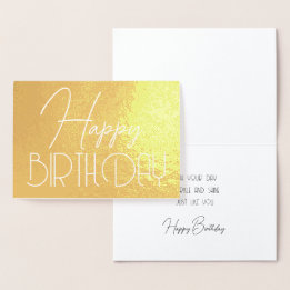 Happy Birthday Chic Script Minimalist Glam Foil Card