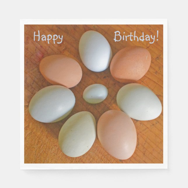 Happy Birthday Chicken Eggs Napkin (Front)