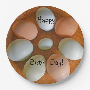 Happy Birthday Chicken Eggs Paper Plate