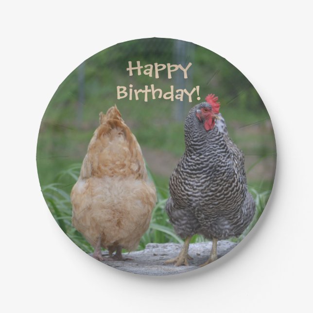 Happy Birthday Chicken Paper Plate (Front)