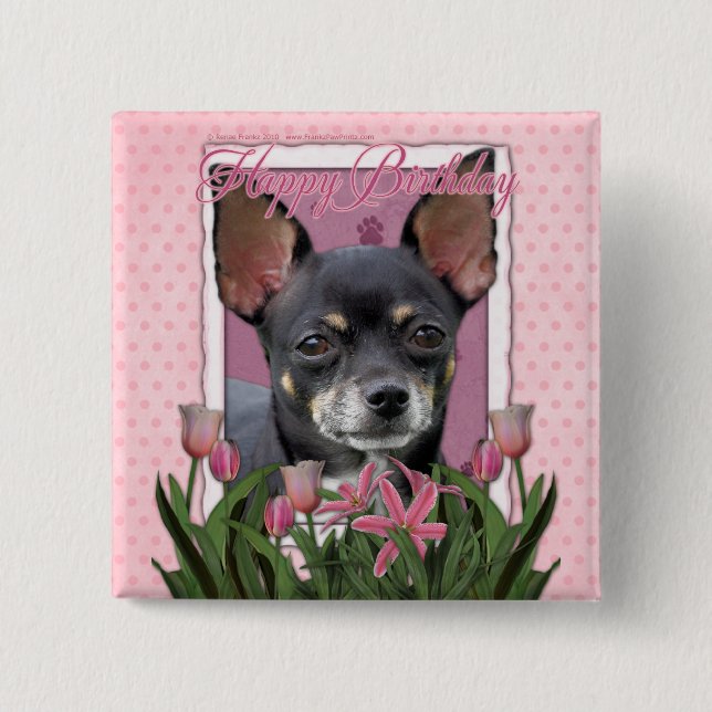 Happy Birthday - Chihuahua - Isabella 2 Inch Square Button (Front)