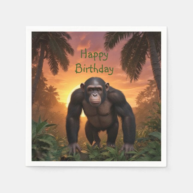 Happy Birthday Chimp Napkin (Front)