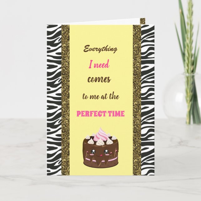 Happy birthday chocolate cake and Affirmation Card (Front)