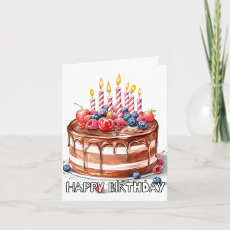 Happy Birthday Chocolate Cake Art Card