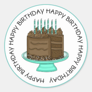 Happy Birthday Chocolate Cake   Classic Round Sticker