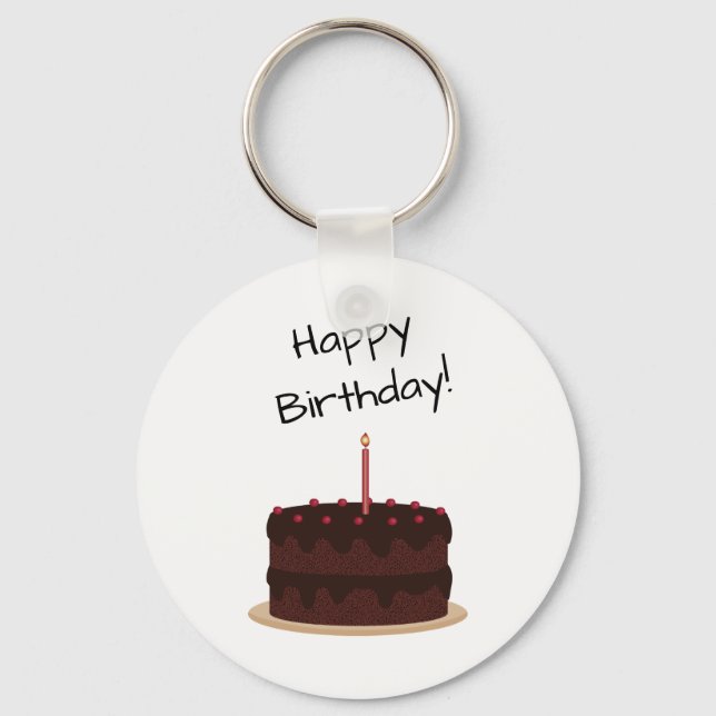 Happy Birthday Chocolate Cake Keychain (Front)