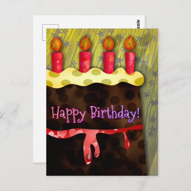  Happy Birthday Chocolate Cake |  Postcard (Front/Back)