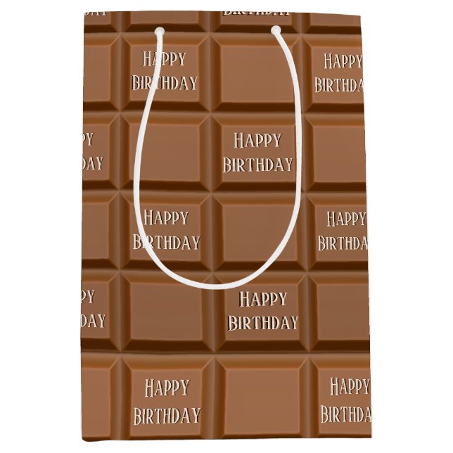 Happy Birthday Chocolate Candy Bar  Medium Gift Bag (Front)