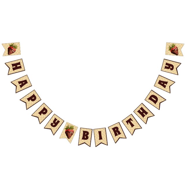 Happy birthday chocolate covered strawberries bunting flags (All)