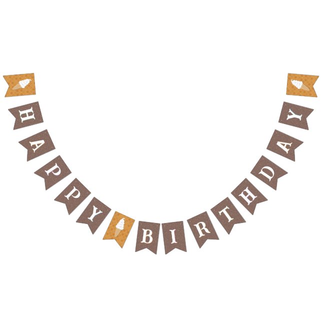 Happy Birthday Chocolate Ice Cream Bunting Flags (All)