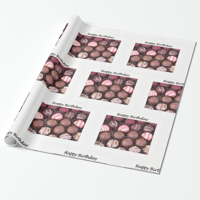 Happy Birthday Chocolate Truffles Wrapping Paper (Unrolled)