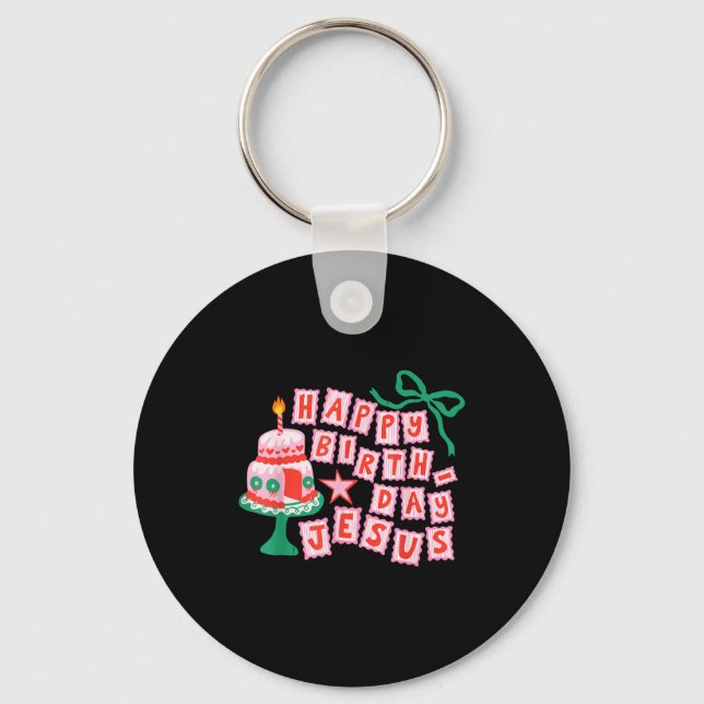 Happy Birthday Christian Jesus Christmas Preppy Bd Keychain (Front)