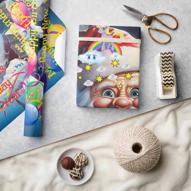 Happy Birthday Christmas Unicorn Wrapping Paper (Crafts)