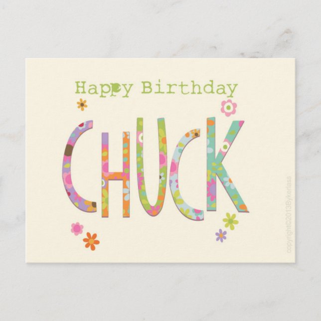 Happy Birthday Chuck Manchester and the North West Postcard (Front)