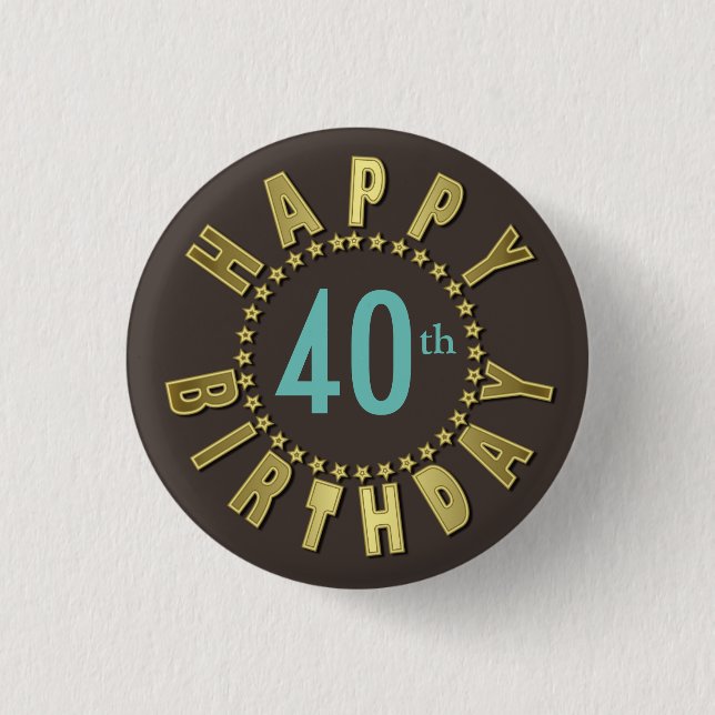 Happy Birthday Circle of Stars Gold ID527 1 Inch Round Button (Front)