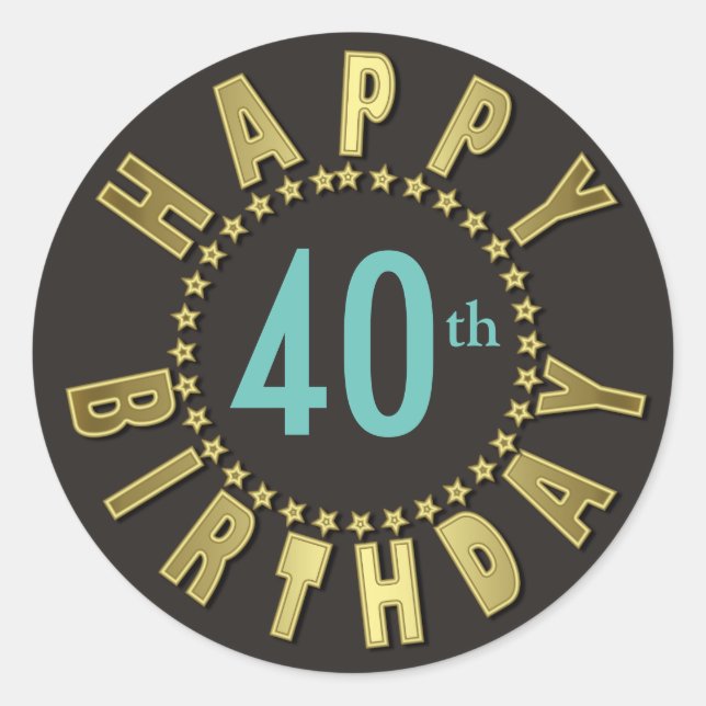 Happy Birthday Circle of Stars Gold ID527 Classic Round Sticker (Front)