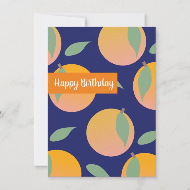 Happy Birthday Citrus Oranges Fruity Card (Front)