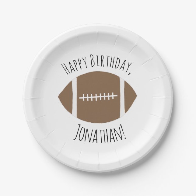Happy Birthday Classic Football Paper Plate (Front)