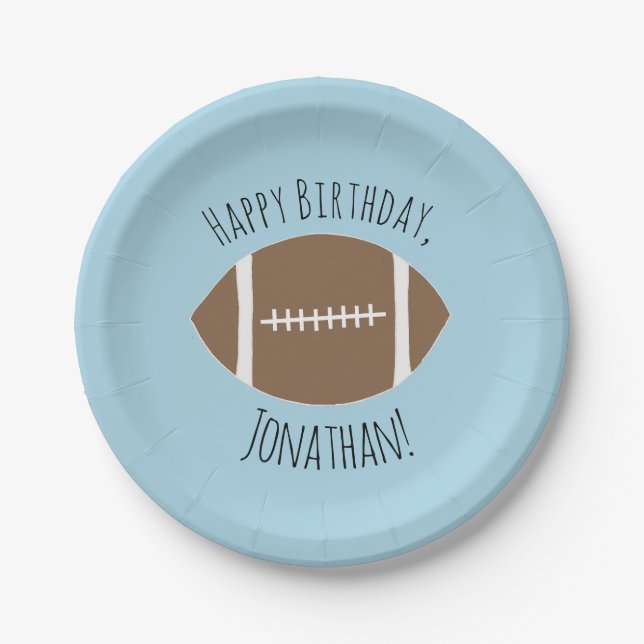 Happy Birthday Classic Football Paper Plate (Front)