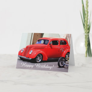 Happy Birthday Classic Red Car greeting card