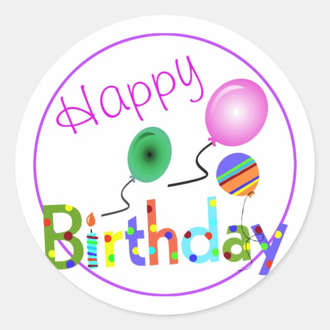 Happy Birthday Classic Round Sticker (Front)