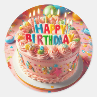 happy birthday classic round sticker
