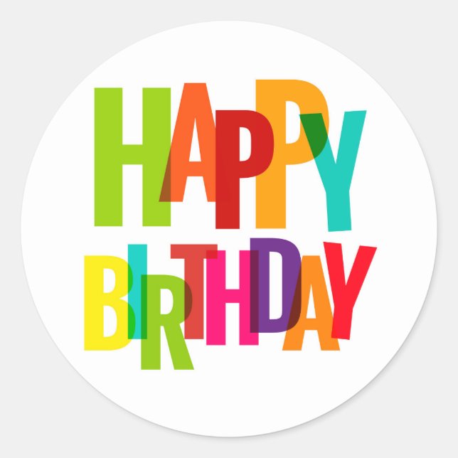 Happy Birthday Classic Round Sticker (Front)