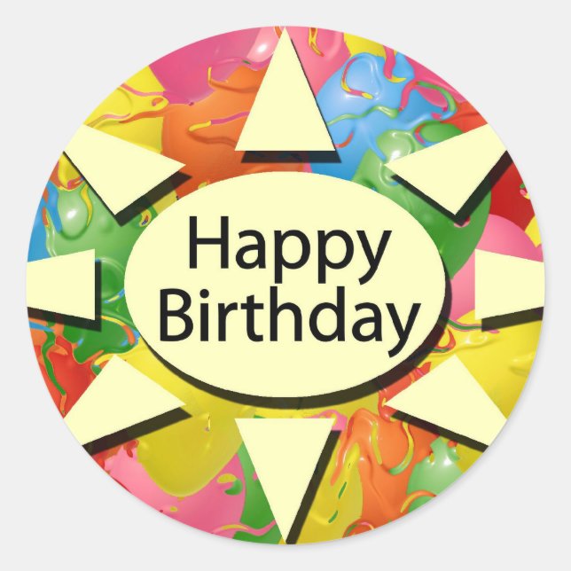 Happy Birthday Classic Round Sticker (Front)