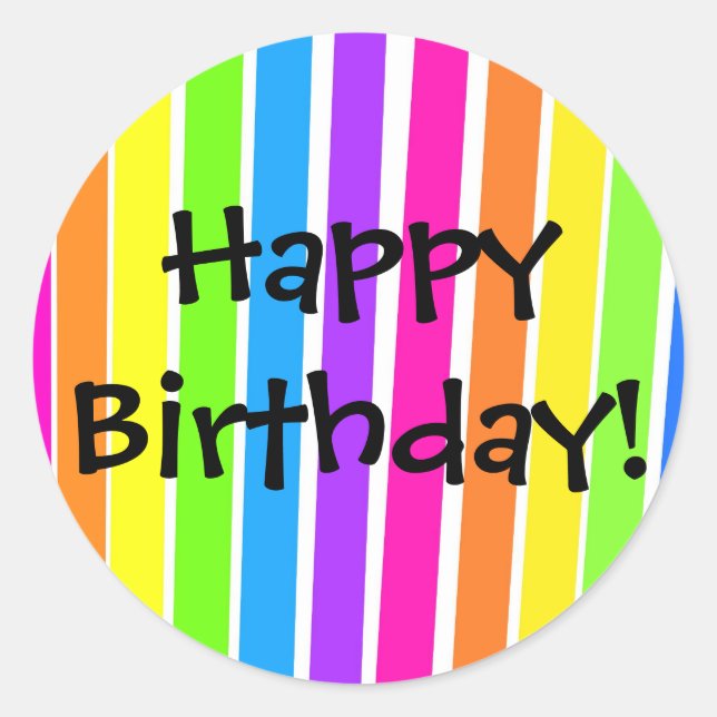 Happy Birthday Classic Round Sticker (Front)
