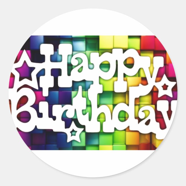 Happy Birthday Classic Round Sticker (Front)