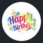 Happy Birthday Classic Round Sticker<br><div class="desc">Happy Birthday Blessing On Round Sticker</div>